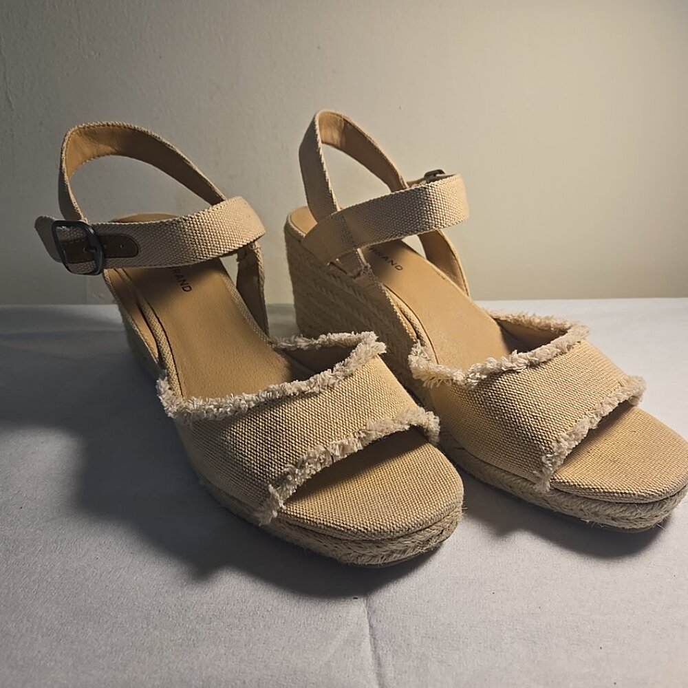 Lucky Brand Sandals 9 Medium Mindra Espadrille Wedge Beach Boho Sandals